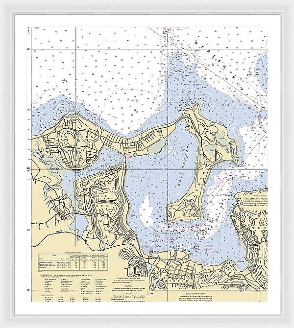 Oyster Bay-new York Nautical Chart - Framed Print