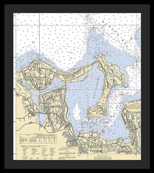 Oyster Bay-new York Nautical Chart - Framed Print
