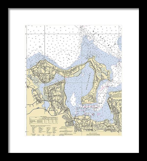 Oyster Bay-new York Nautical Chart - Framed Print