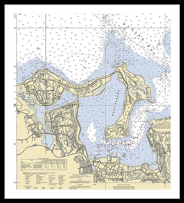 Oyster Bay-new York Nautical Chart - Framed Print