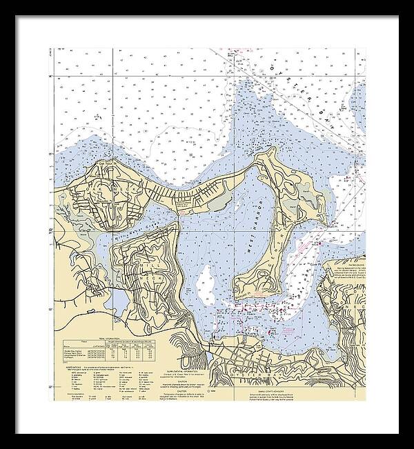 Oyster Bay-new York Nautical Chart - Framed Print