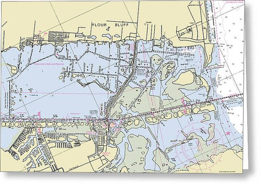 Padre Island and Flour Bluff Texas Nautical Chart - Greeting Card