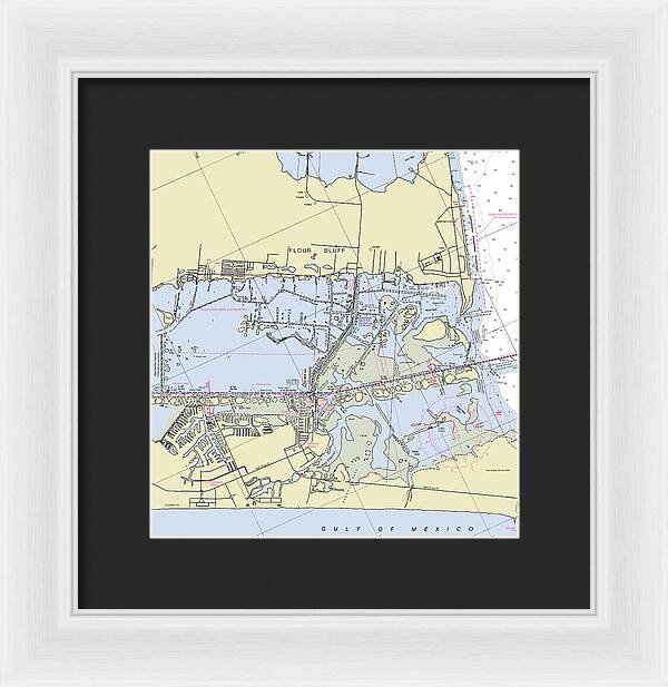 Padre Island and Flour Bluff Texas Nautical Chart - Framed Print