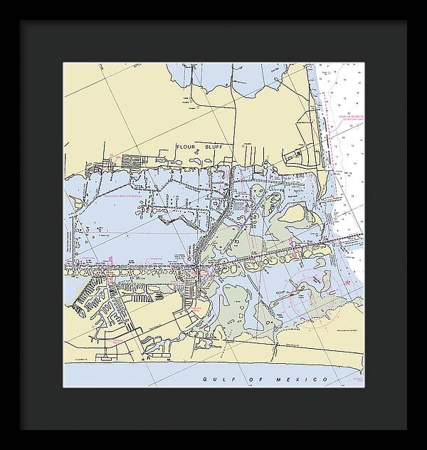 Padre Island and Flour Bluff Texas Nautical Chart - Framed Print