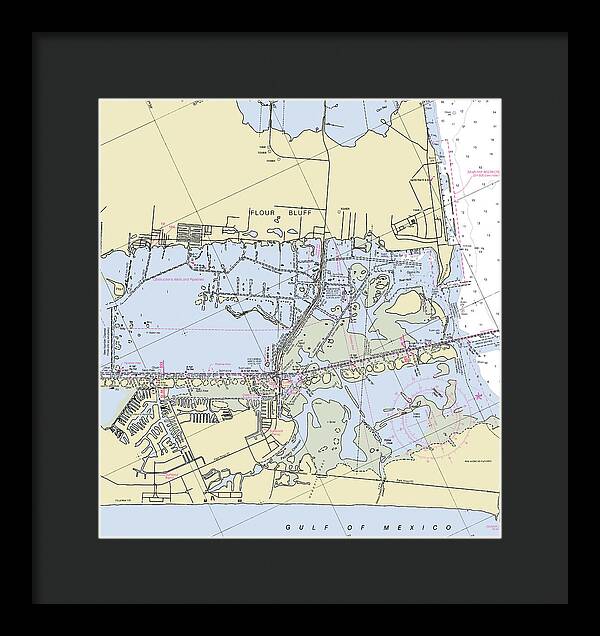 Padre Island and Flour Bluff Texas Nautical Chart - Framed Print
