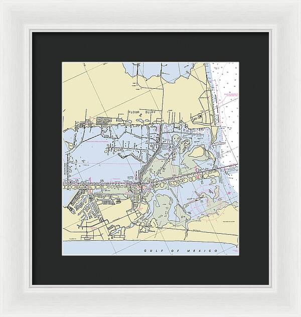 Padre Island and Flour Bluff Texas Nautical Chart - Framed Print