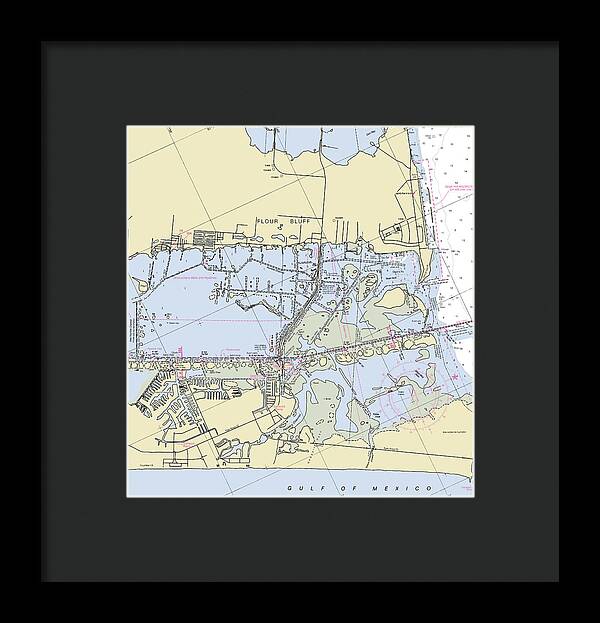 Padre Island and Flour Bluff Texas Nautical Chart - Framed Print