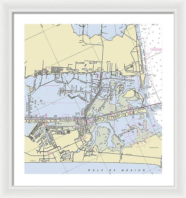 Padre Island and Flour Bluff Texas Nautical Chart - Framed Print