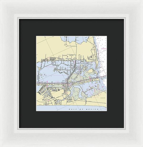 Padre Island and Flour Bluff Texas Nautical Chart - Framed Print