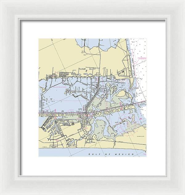 Padre Island and Flour Bluff Texas Nautical Chart - Framed Print