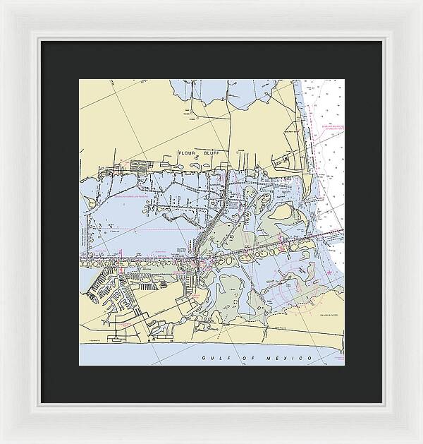 Padre Island and Flour Bluff Texas Nautical Chart - Framed Print