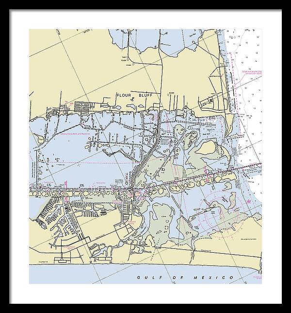 Padre Island and Flour Bluff Texas Nautical Chart - Framed Print