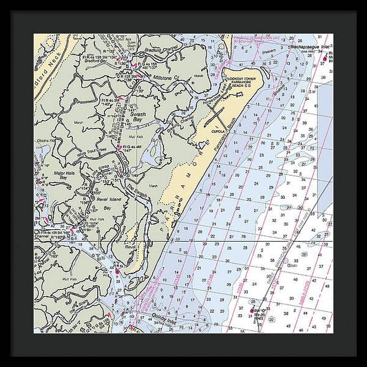 Parramore Island-virginia Nautical Chart - Framed Print