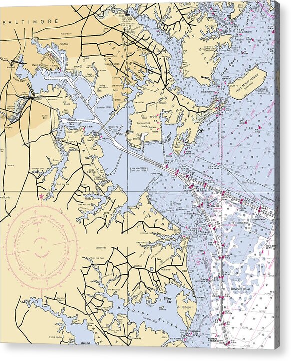 Patapsco River-maryland Nautical Chart - Acrylic Print