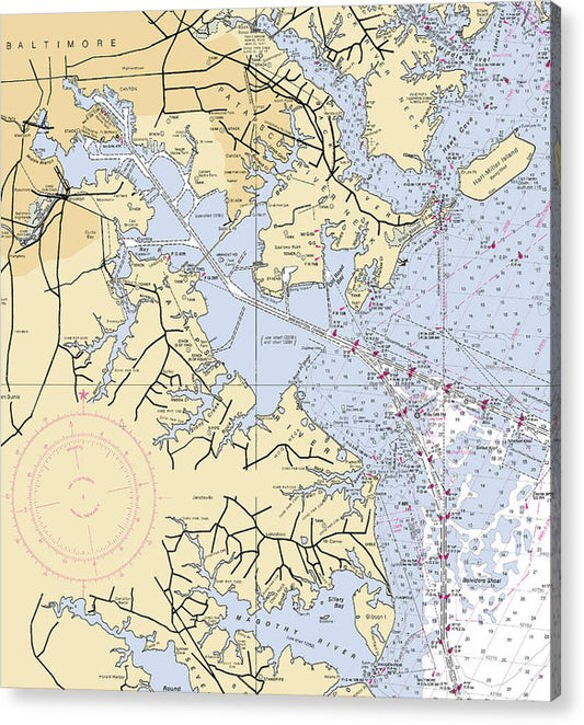 Patapsco River-maryland Nautical Chart - Acrylic Print