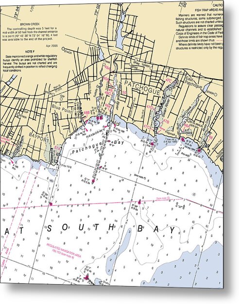 Patchogue-new York Nautical Chart - Metal Print