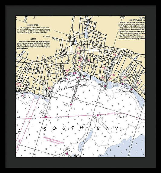 Patchogue-new York Nautical Chart - Framed Print