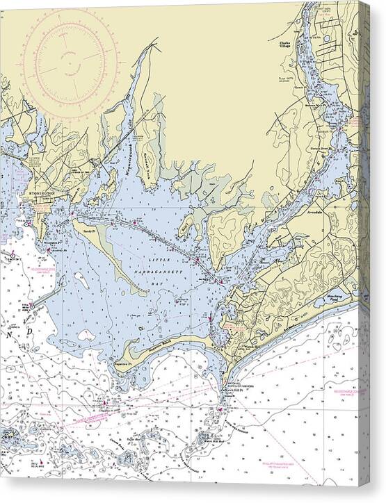 Pawcatuck Connecticut Nautical Chart - Canvas Print