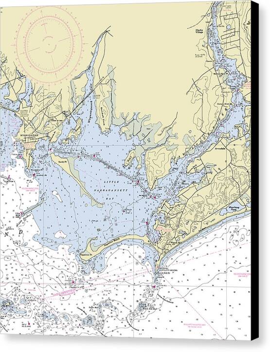 Pawcatuck Connecticut Nautical Chart - Canvas Print