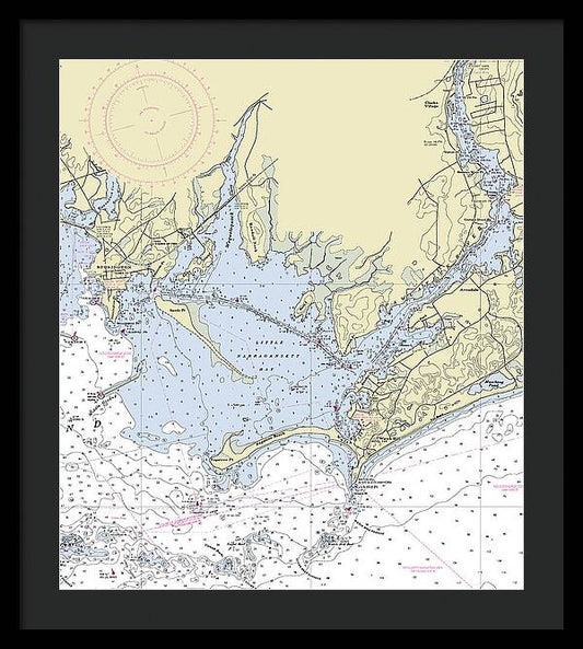 Pawcatuck Connecticut Nautical Chart - Framed Print