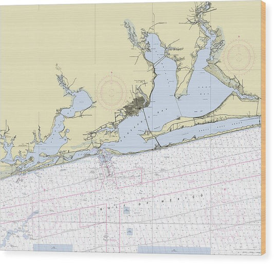 Pensacola Bay Florida Nautical Chart - Wood Print