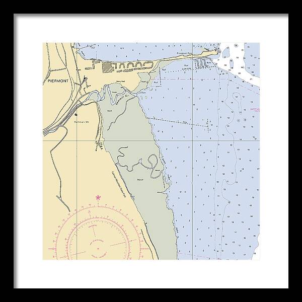 Piermont-new York Nautical Chart - Framed Print