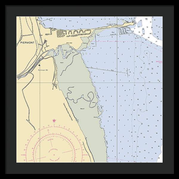 Piermont-new York Nautical Chart - Framed Print