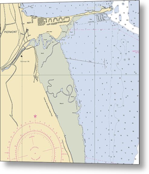 Piermont-new York Nautical Chart - Metal Print