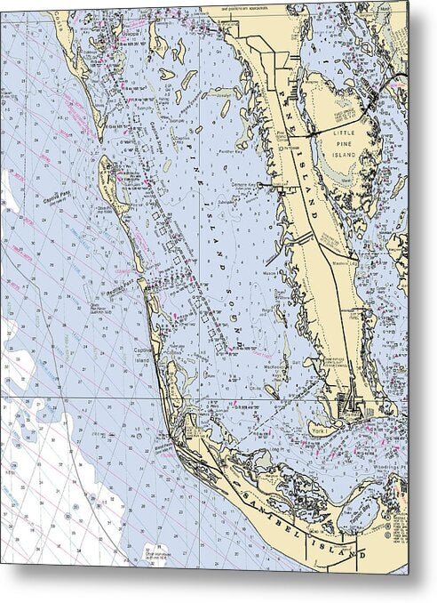 Pine Island Sound-florida Nautical Chart - Metal Print