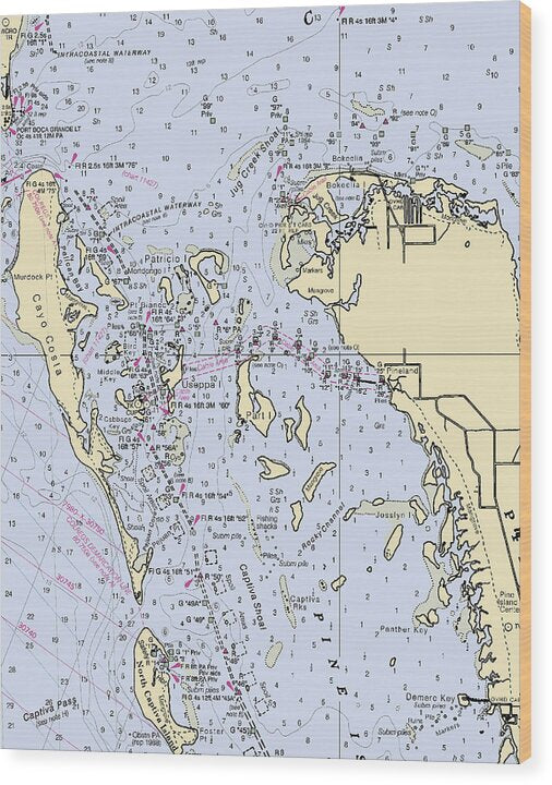 Pineland -florida Nautical Chart _v6 - Wood Print