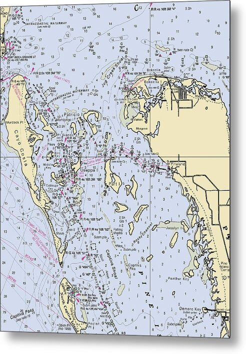 Pineland -florida Nautical Chart _v6 - Metal Print