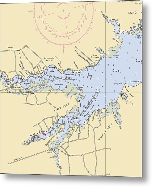 Piney Neck-delaware Nautical Chart - Metal Print