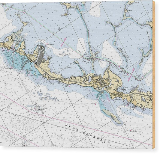 Plantation-key -florida Nautical Chart _v6 - Wood Print
