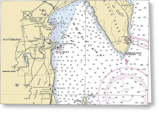 Plattsburg-lake Champlain  Nautical Chart - Greeting Card