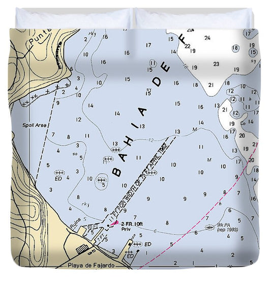 Playa De Fajardo-puerto Rico Nautical Chart - Duvet Cover