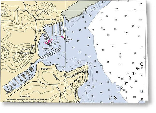 Playa Sardinara-puerto Rico Nautical Chart - Greeting Card