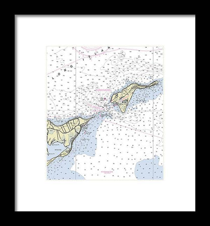 Plum Gut New York Nautical Chart - Framed Print