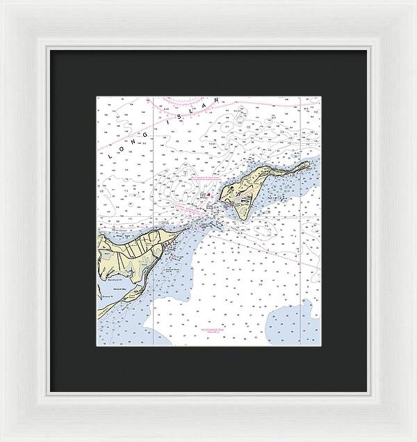 Plum Gut New York Nautical Chart - Framed Print