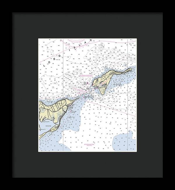 Plum Gut New York Nautical Chart - Framed Print