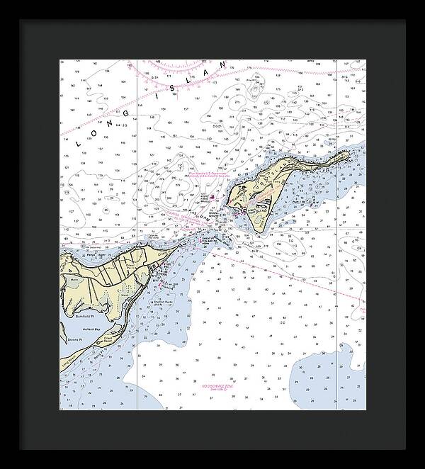 Plum Gut New York Nautical Chart - Framed Print