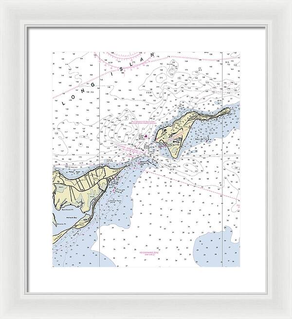 Plum Gut New York Nautical Chart - Framed Print