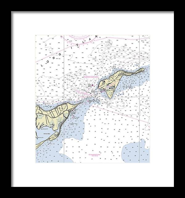 Plum Gut New York Nautical Chart - Framed Print