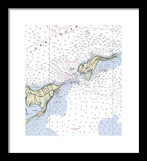 Plum Gut New York Nautical Chart - Framed Print