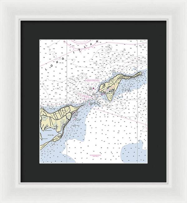 Plum Gut New York Nautical Chart - Framed Print
