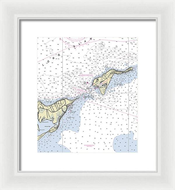 Plum Gut New York Nautical Chart - Framed Print