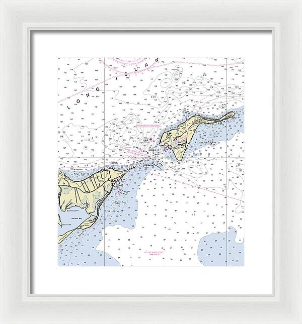 Plum Gut New York Nautical Chart - Framed Print