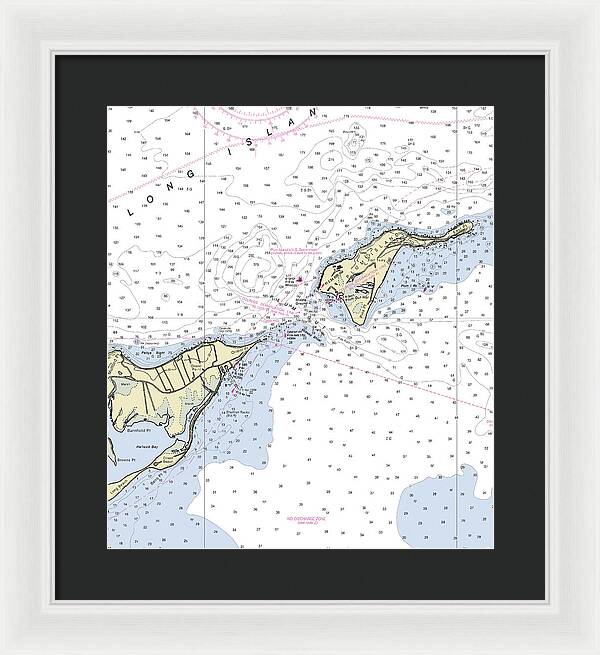 Plum Gut New York Nautical Chart - Framed Print