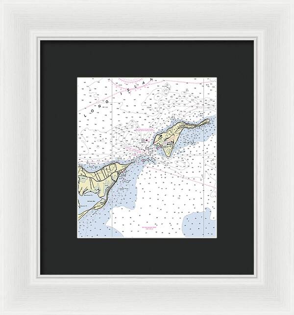 Plum Gut New York Nautical Chart - Framed Print
