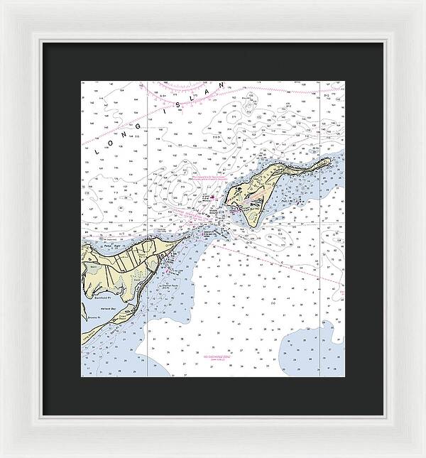 Plum Gut New York Nautical Chart - Framed Print