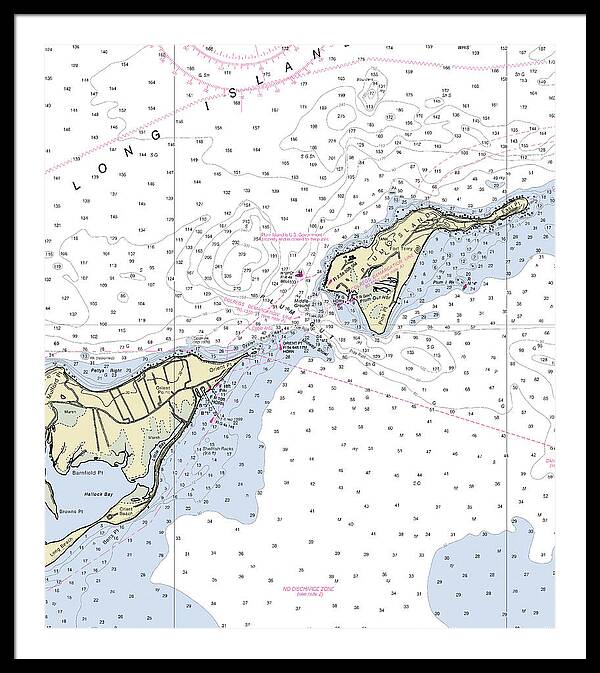 Plum Gut New York Nautical Chart - Framed Print